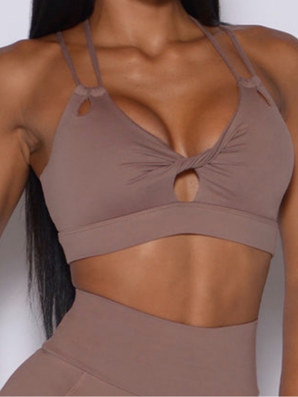 Bombshell Sportswear Twist Sports Bra — Tan